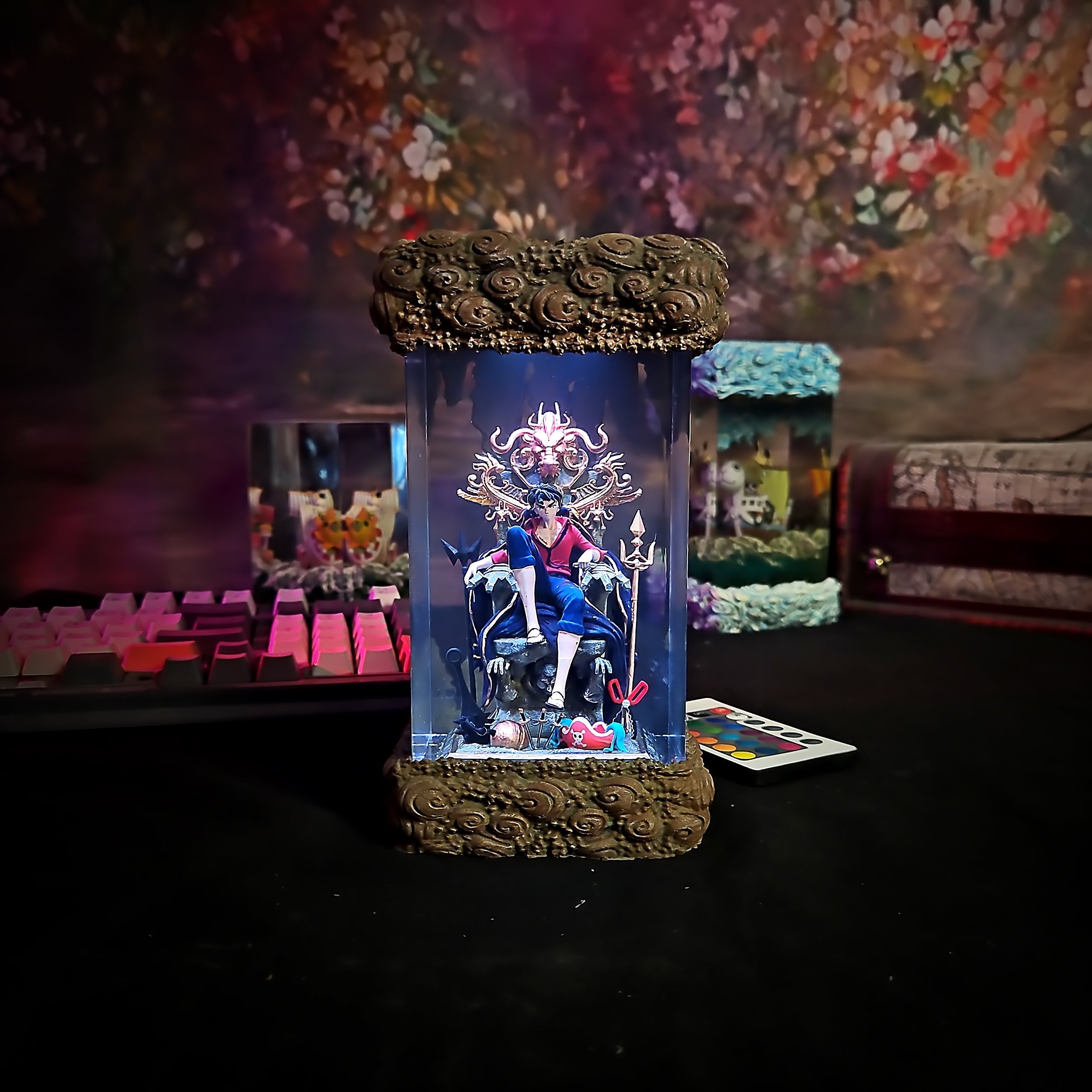 Luffy on Throne Pirate King Resin Lamp - handmade resin lamp