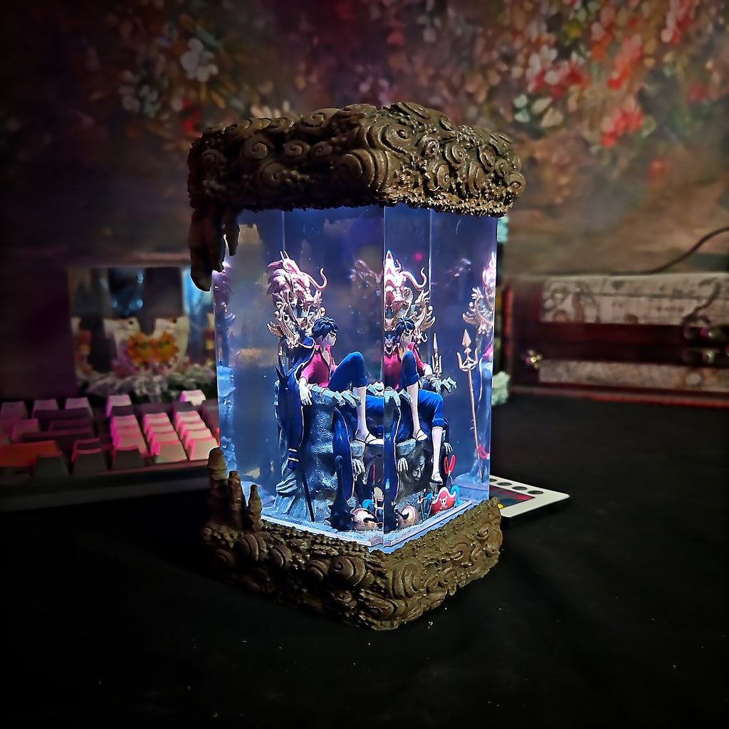 Luffy on Throne Pirate King Resin Lamp - handmade resin lamp