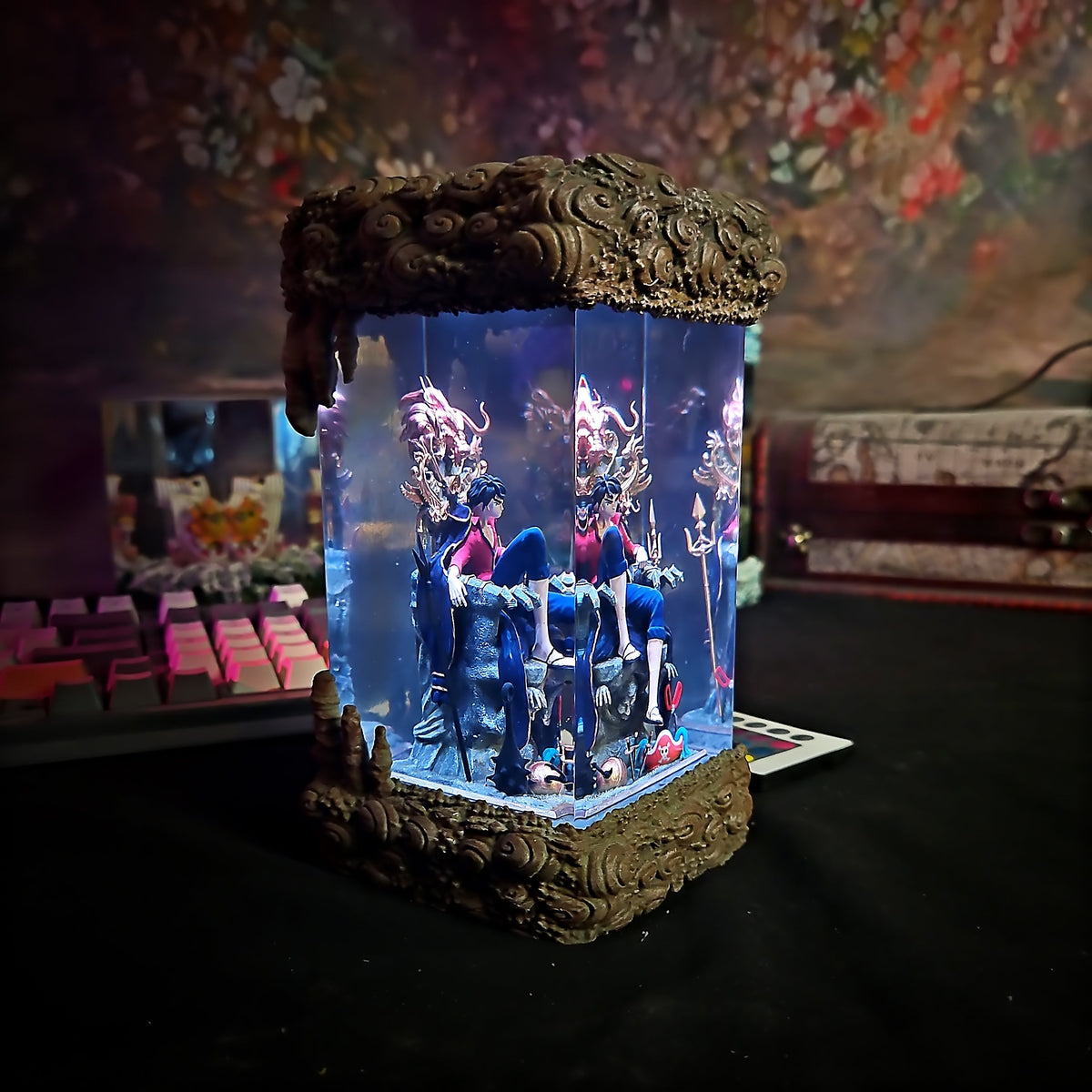Luffy on Throne Pirate King Resin Lamp - handmade resin lamp
