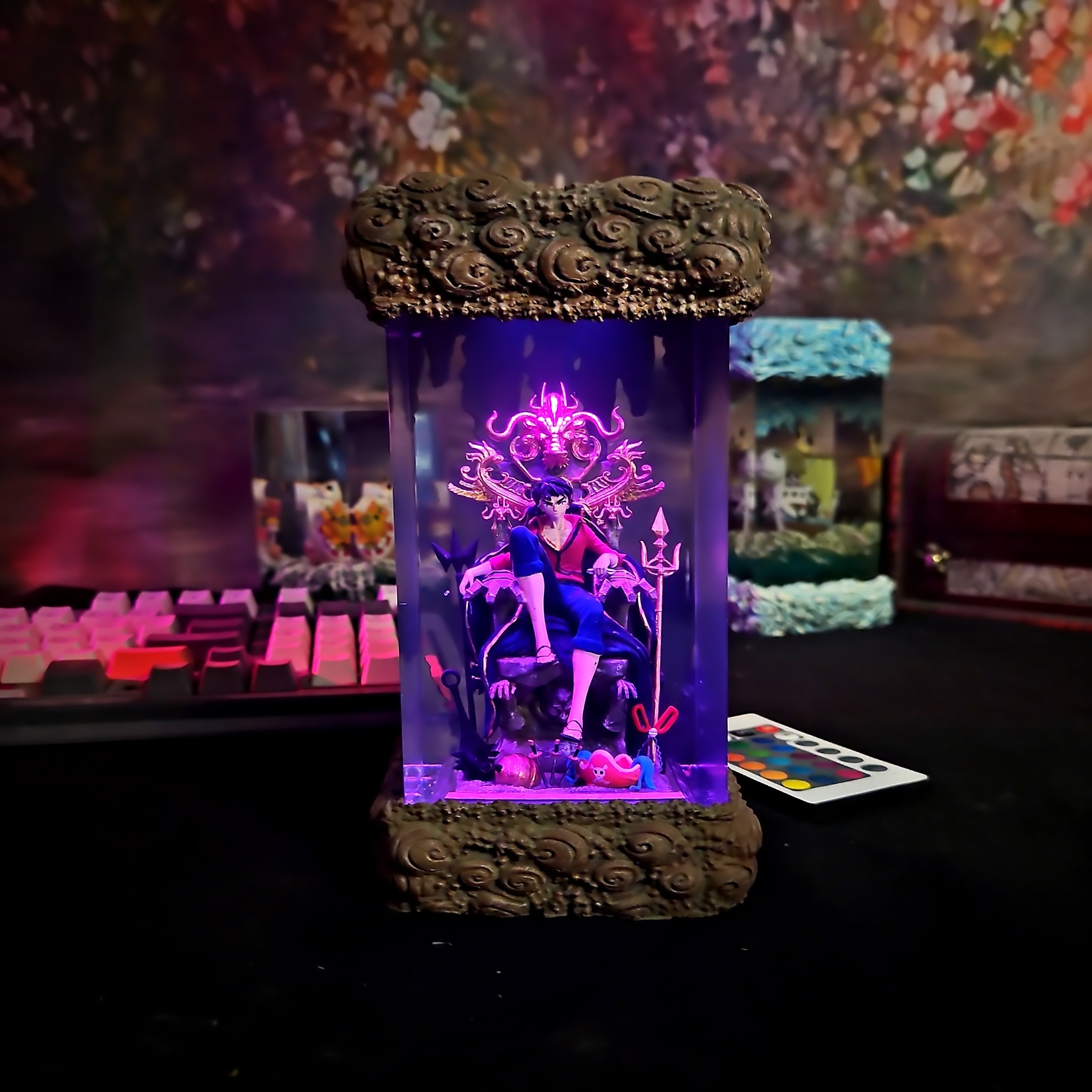 Luffy on Throne Pirate King Resin Lamp - handmade resin lamp