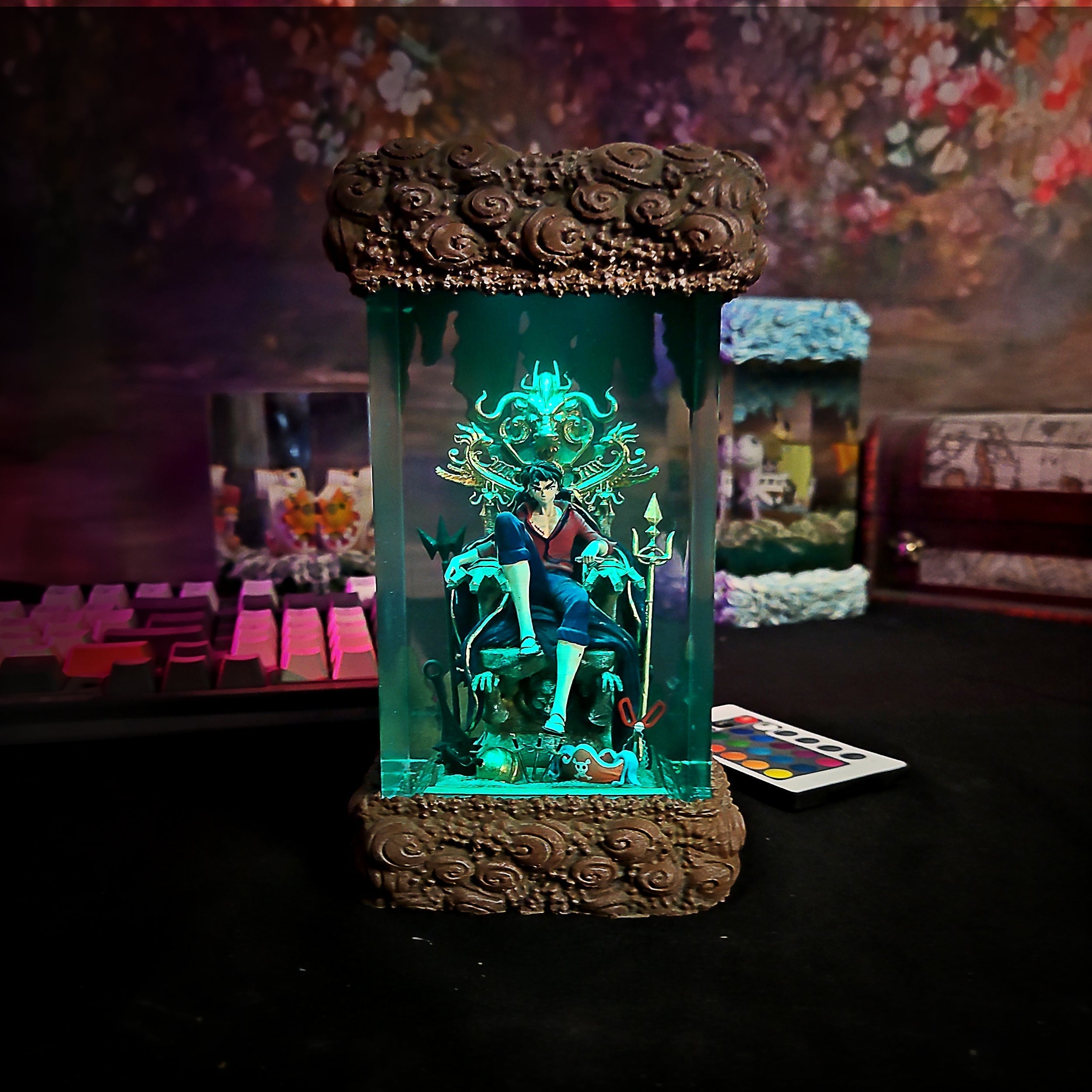 Luffy on Throne Pirate King Resin Lamp - handmade resin lamp