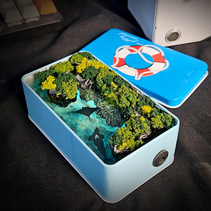 Whale & Manta Ray Tin Light Box - handmade resin light box