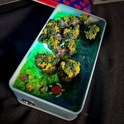 Coral Diver Tin Light Box - handmade resin light box
