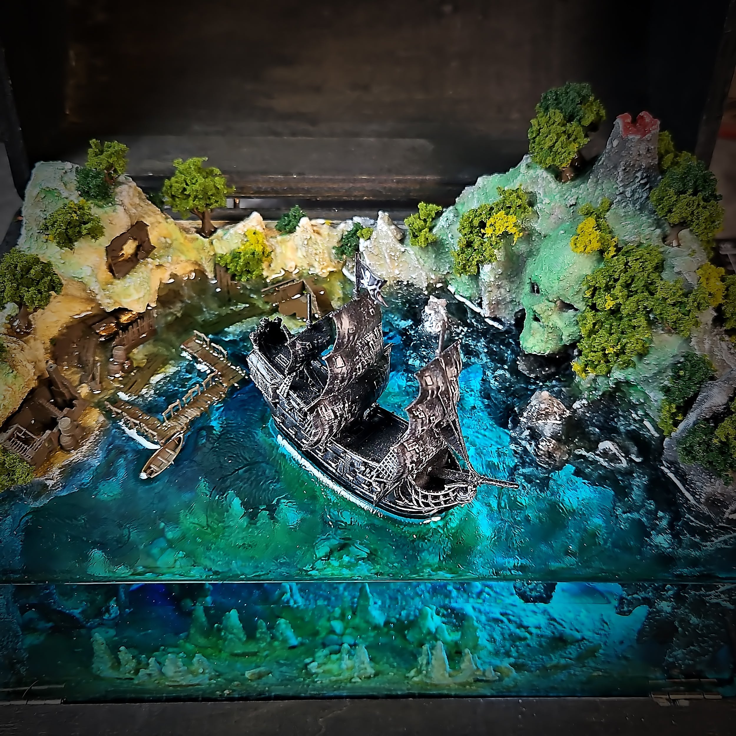 Pirate Post Light Box - handmade resin light box