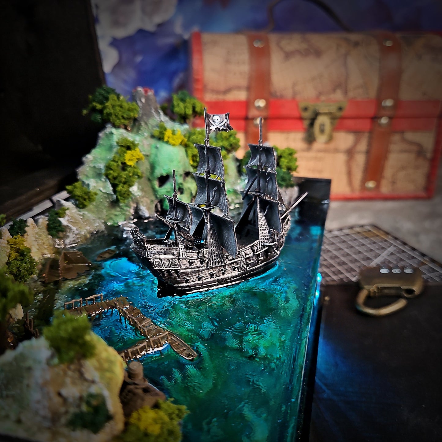 Pirate Post Light Box - handmade resin light box