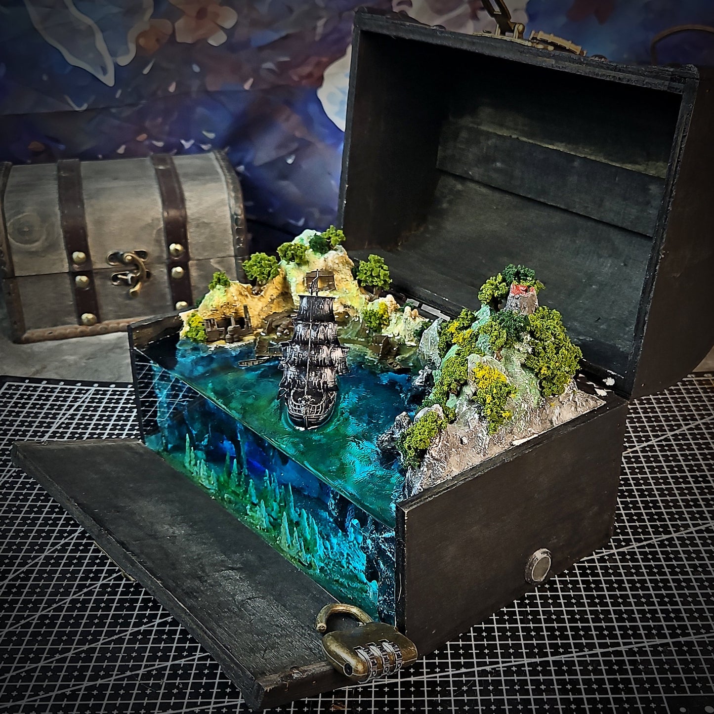 Pirate Post Light Box - handmade resin light box