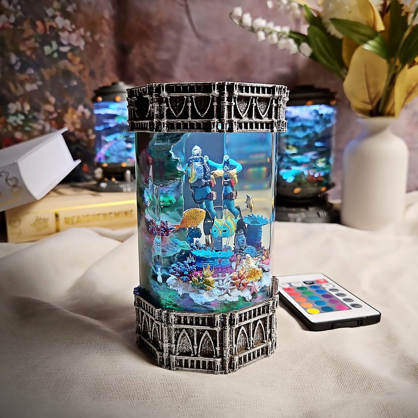 Octagon Diver Resin Lamp - handmade resin lamp