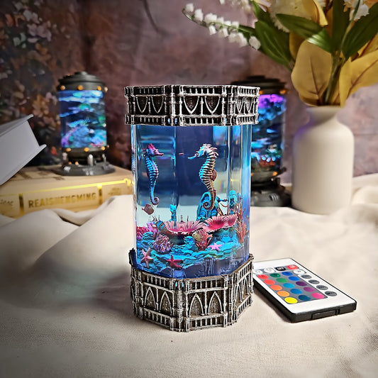 Hippocampus Octagon Resin Lamp - handmade resin lamp