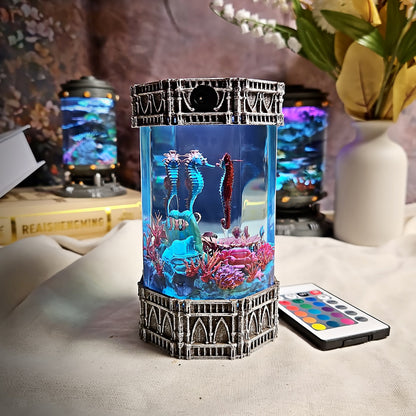 Hippocampus Octagon Resin Lamp - handmade resin lamp