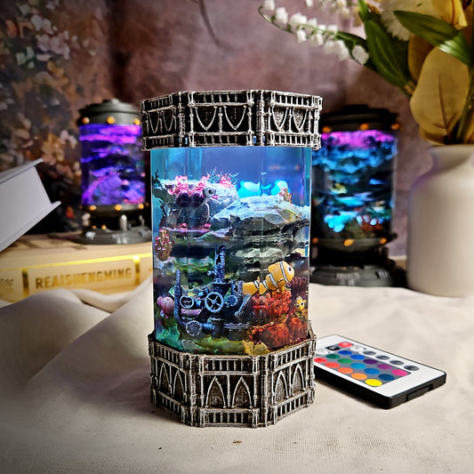 Nemo - Octagon Resin Lamp - handmade resin lamp