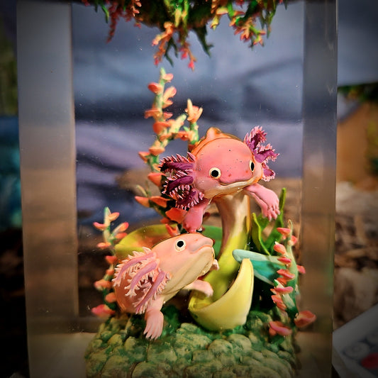 Axolotl Resin Lamp V1 - handmade resin lamp