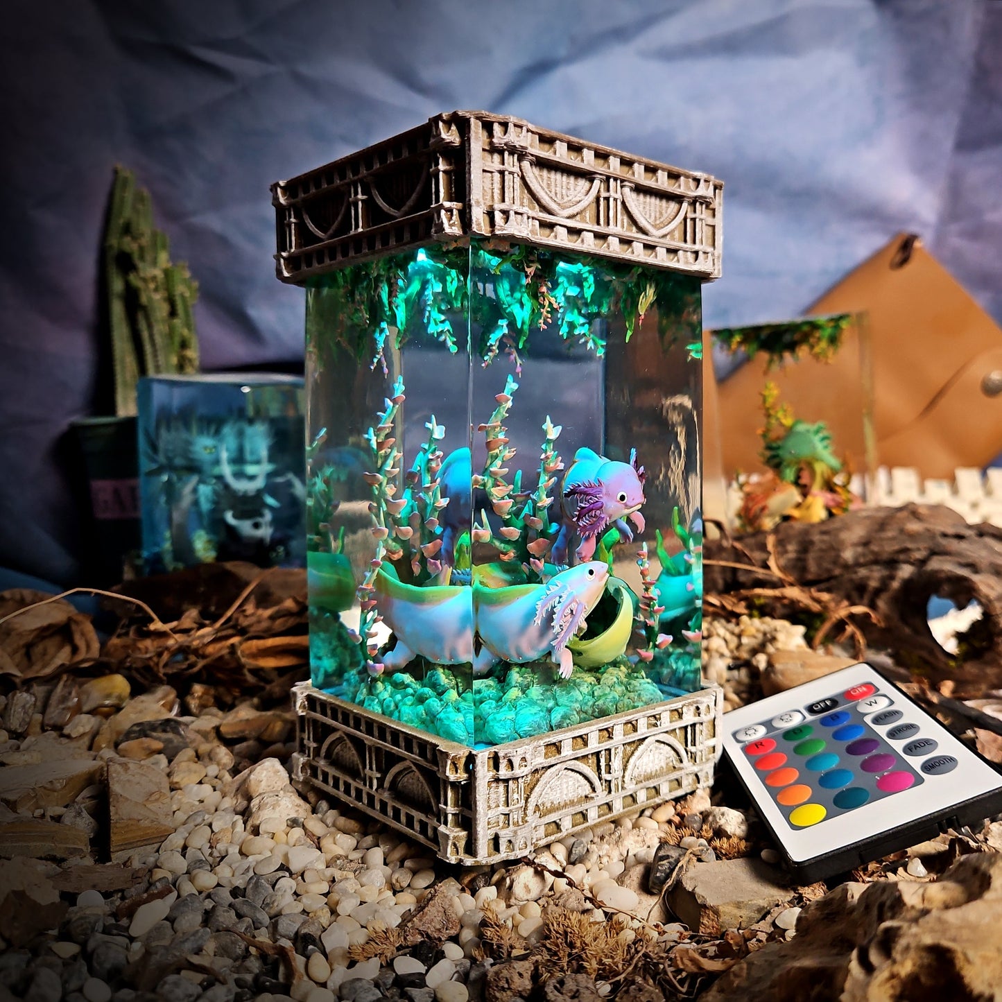 Axolotl Resin Lamp V2 - handmade resin lamp