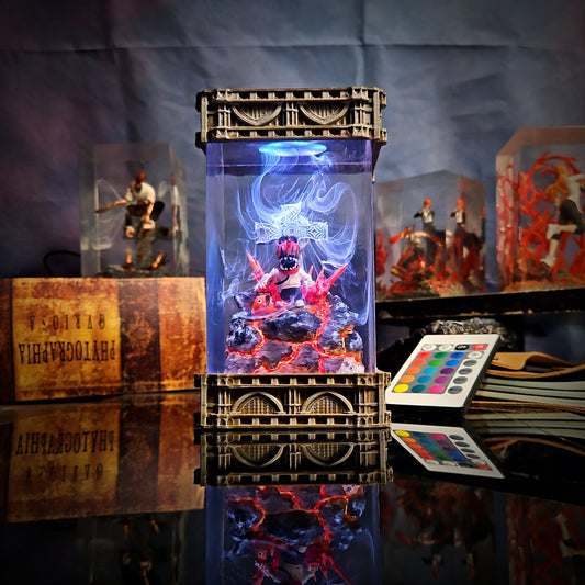 Chainsaw Man Chibi v2 Resin Lamp - handmade resin lamp