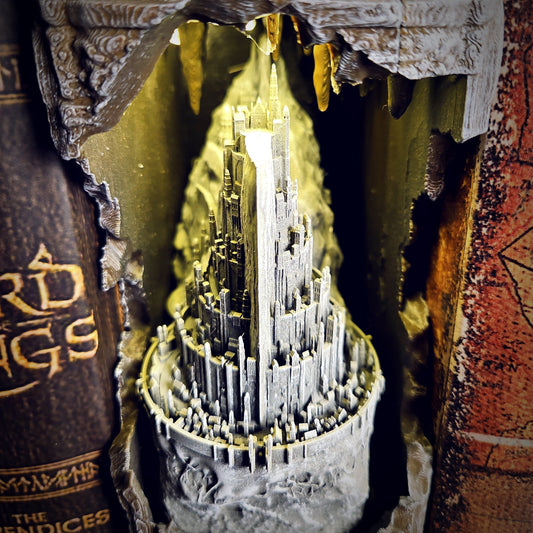Minas Tirith Book Nook - handmade resin lamp