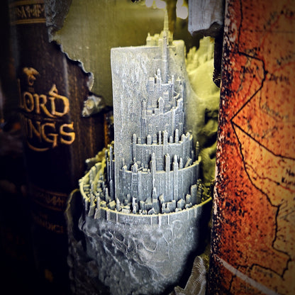 Minas Tirith Book Nook - handmade resin lamp