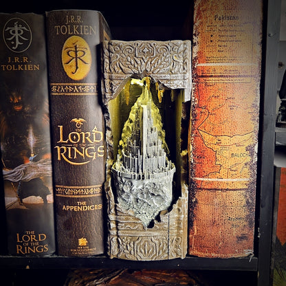 Minas Tirith Book Nook - handmade resin lamp