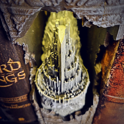 Minas Tirith Book Nook - handmade resin lamp