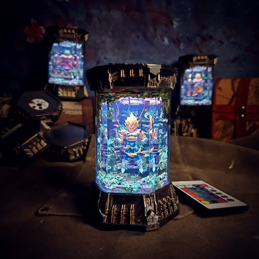 VEGETA – Saiyan Pride Hexagon Resin Lamp - handmade resin lamp