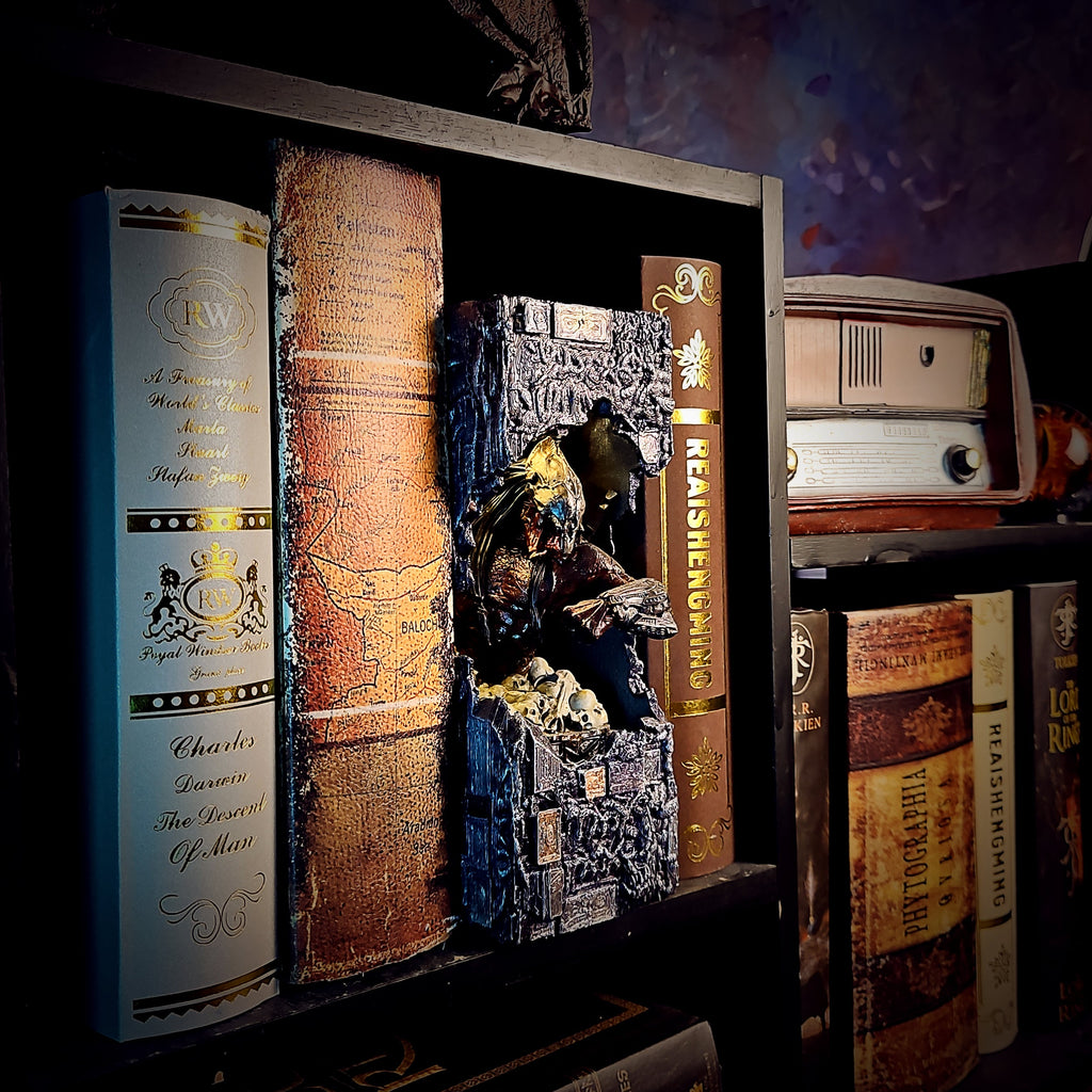 Predator Book Nook - handmade resin lamp