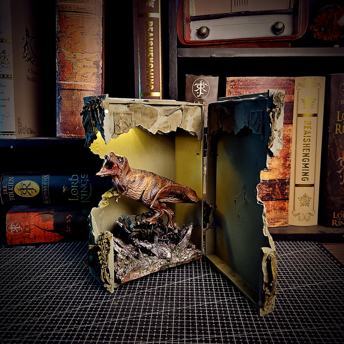 Jurassic Park Book Nook - handmade resin lamp