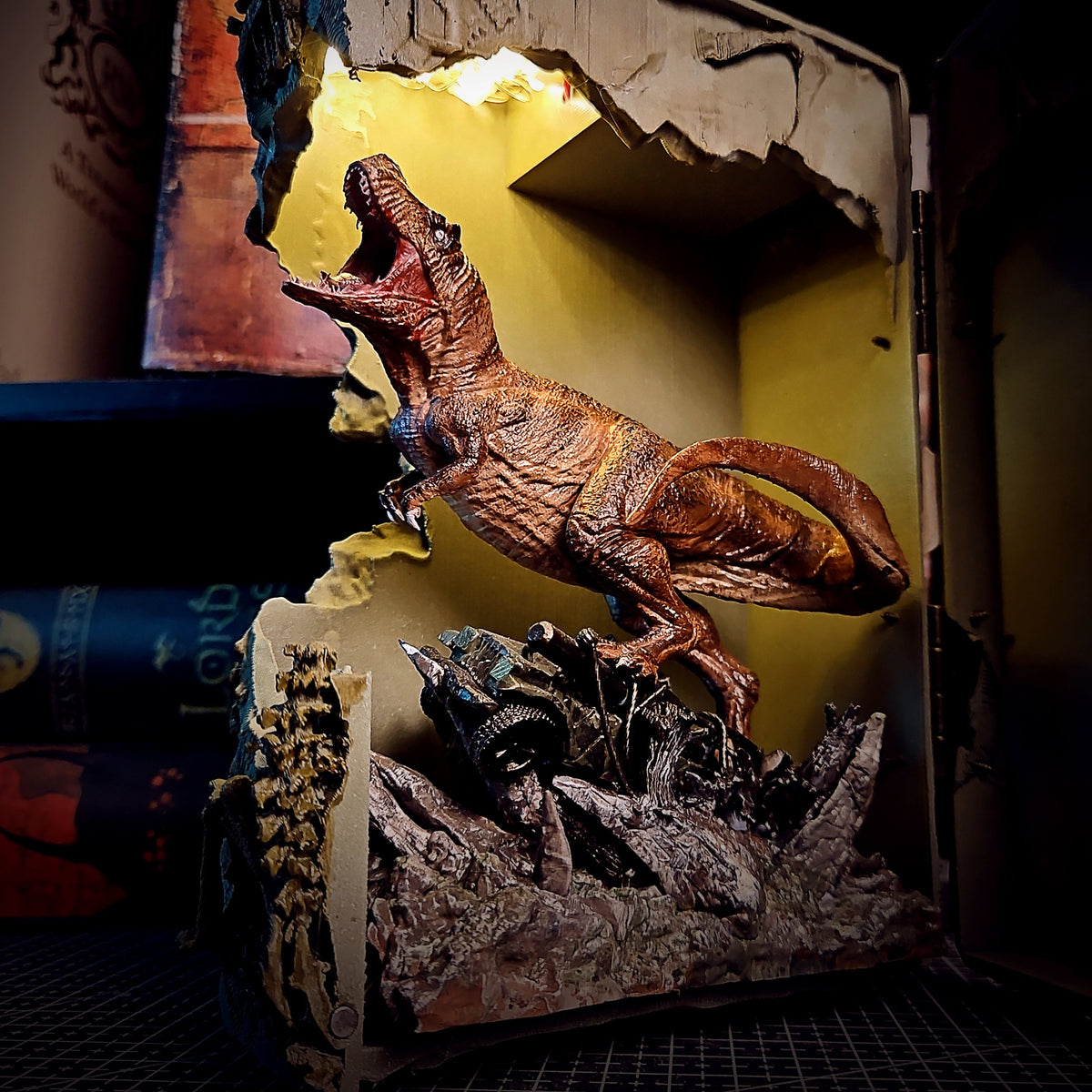 Jurassic Park Book Nook - handmade resin lamp