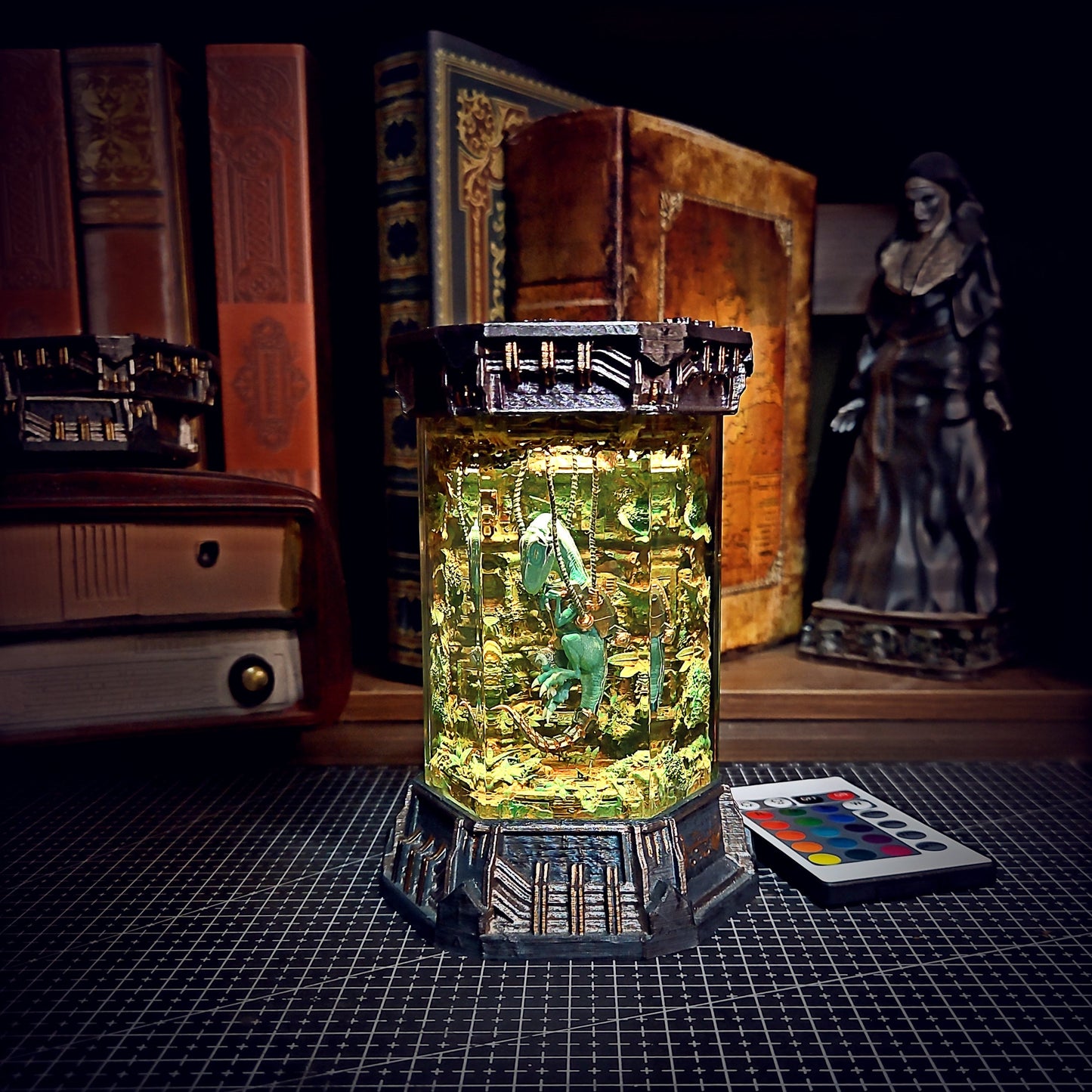 Raptor Hexagon Resin Lamp - handmade resin lamp