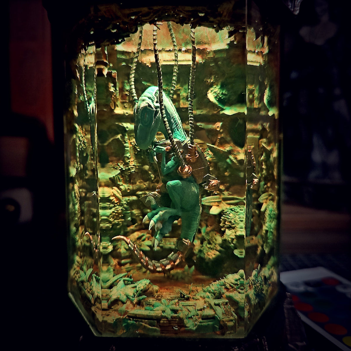 Raptor Hexagon Resin Lamp - handmade resin lamp