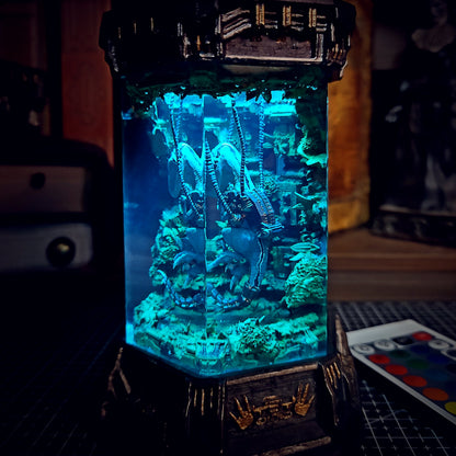 Raptor Hexagon Resin Lamp - handmade resin lamp