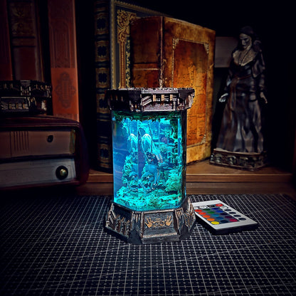 Raptor Hexagon Resin Lamp - handmade resin lamp