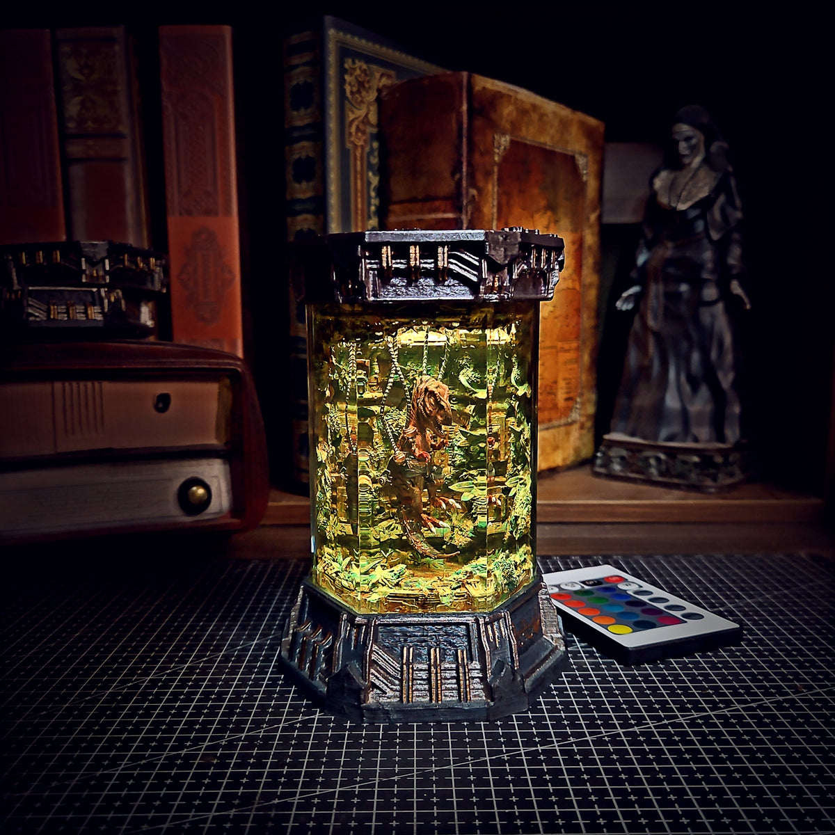 T-Rex Hexagon Resin Lamp - handmade resin lamp