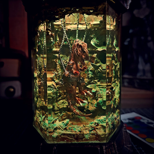 T-Rex Hexagon Resin Lamp - handmade resin lamp