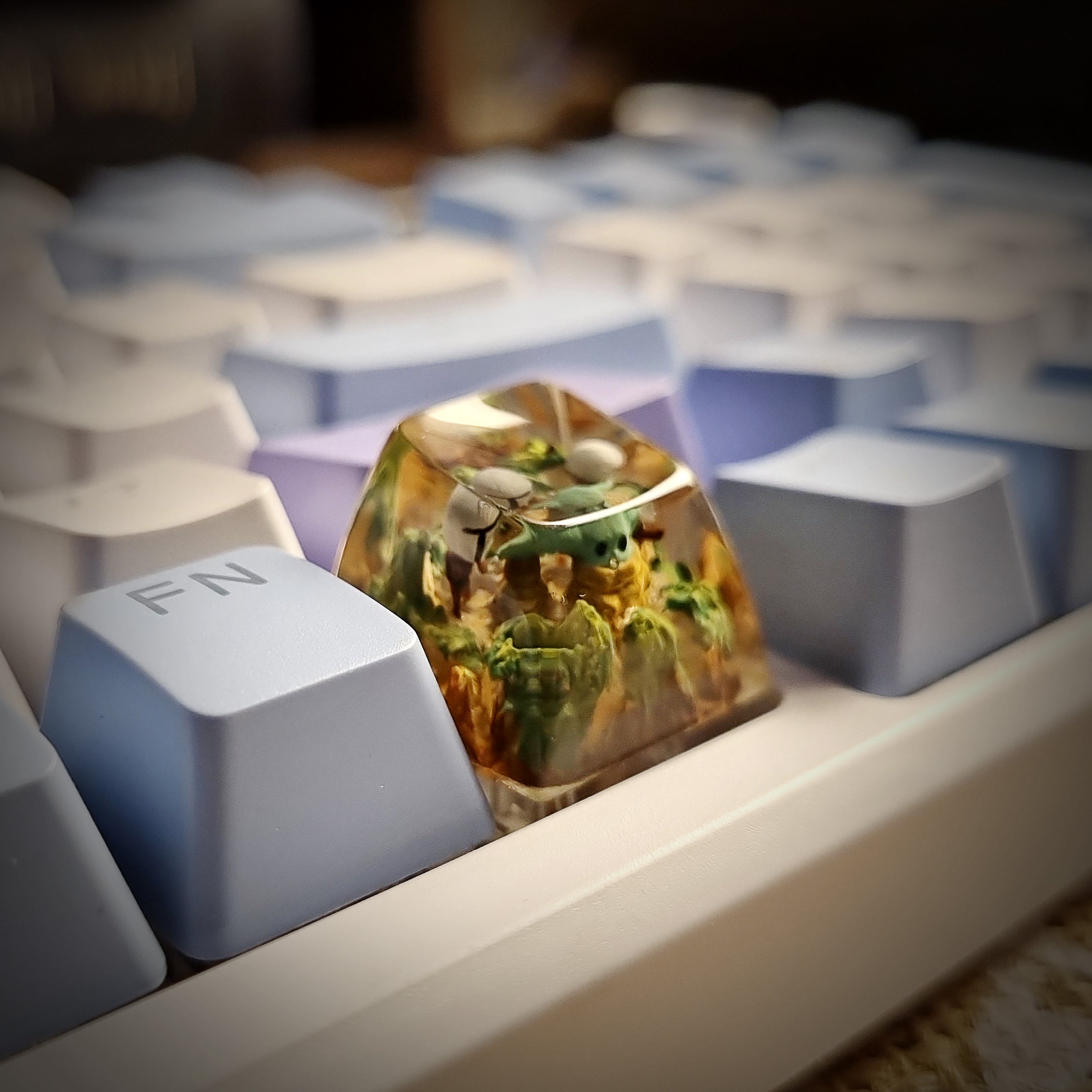 Baby Yoda (Grogu) Keycap - handmade resin keycap side view