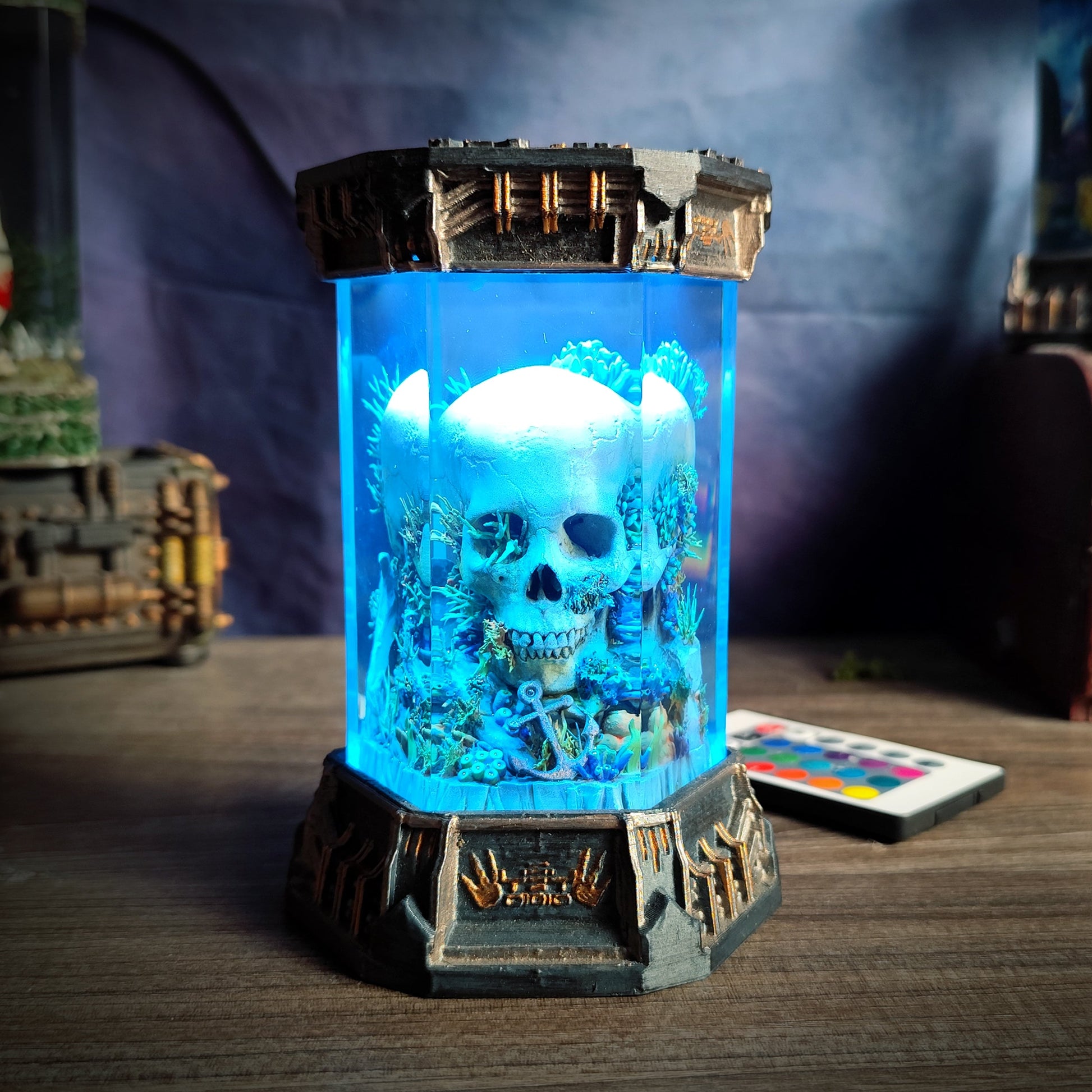 Skull Hexagon Resin Lamp - handmade resin lamp