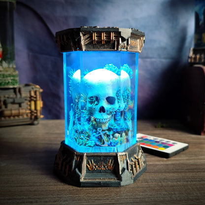 Skull Hexagon Resin Lamp - handmade resin lamp