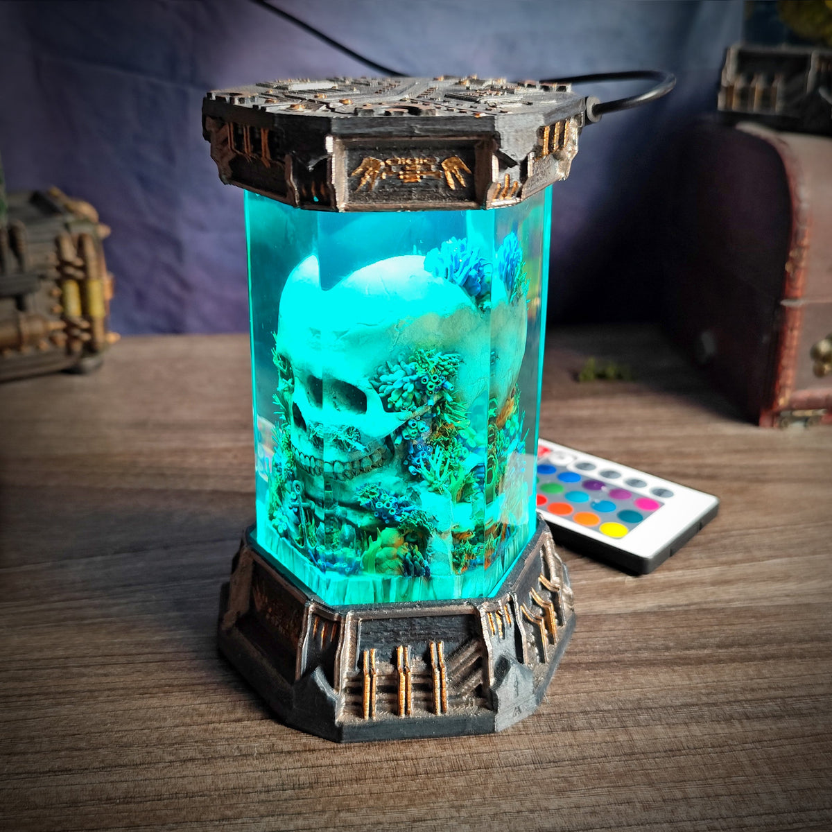 Skull Hexagon Resin Lamp - handmade resin lamp