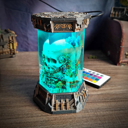 Skull Hexagon Resin Lamp - handmade resin lamp