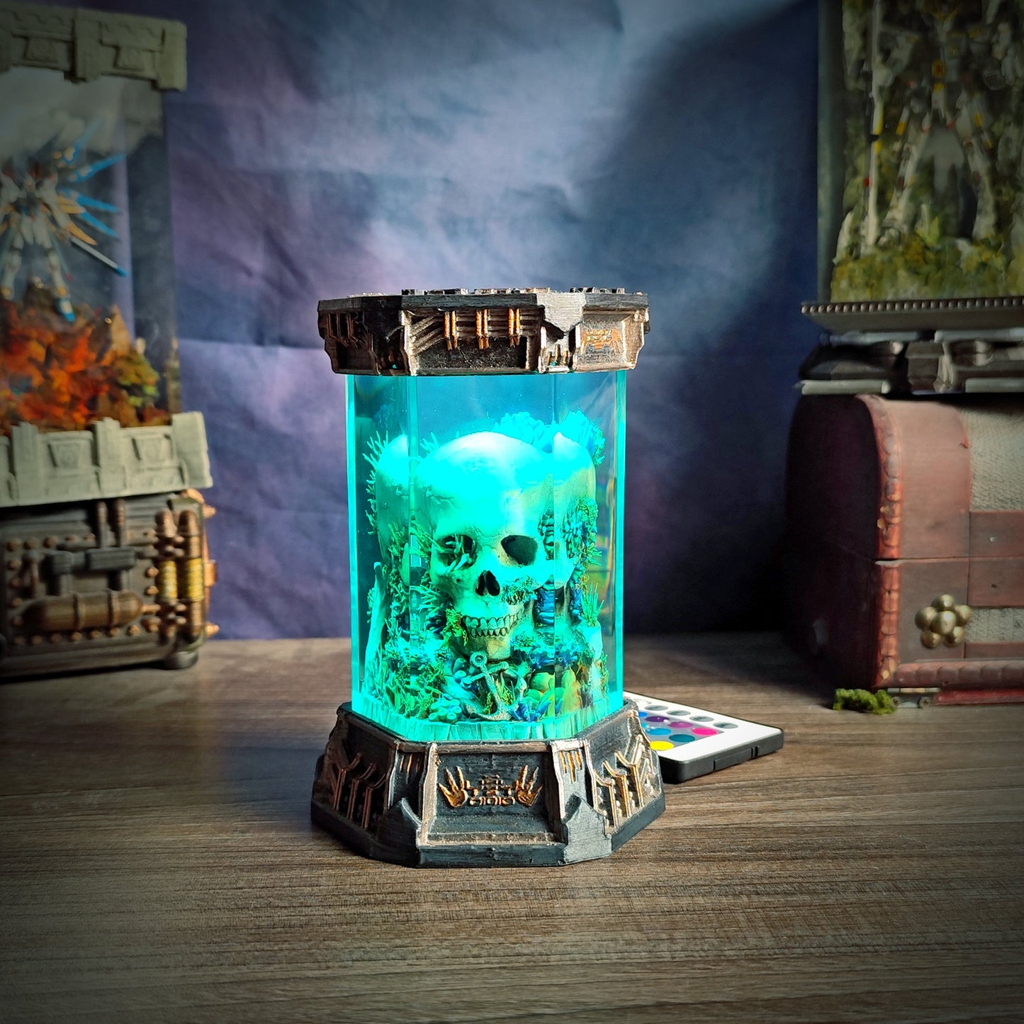 Skull Hexagon Resin Lamp - handmade resin lamp