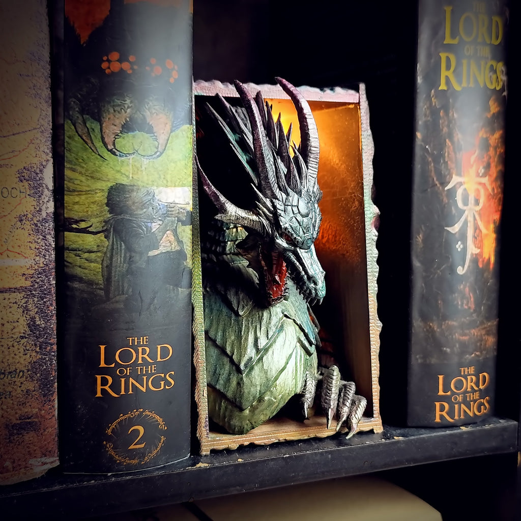 Dragon Book Nook Forest - handmade resin book nook