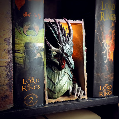 Dragon Book Nook Forest - handmade resin book nook