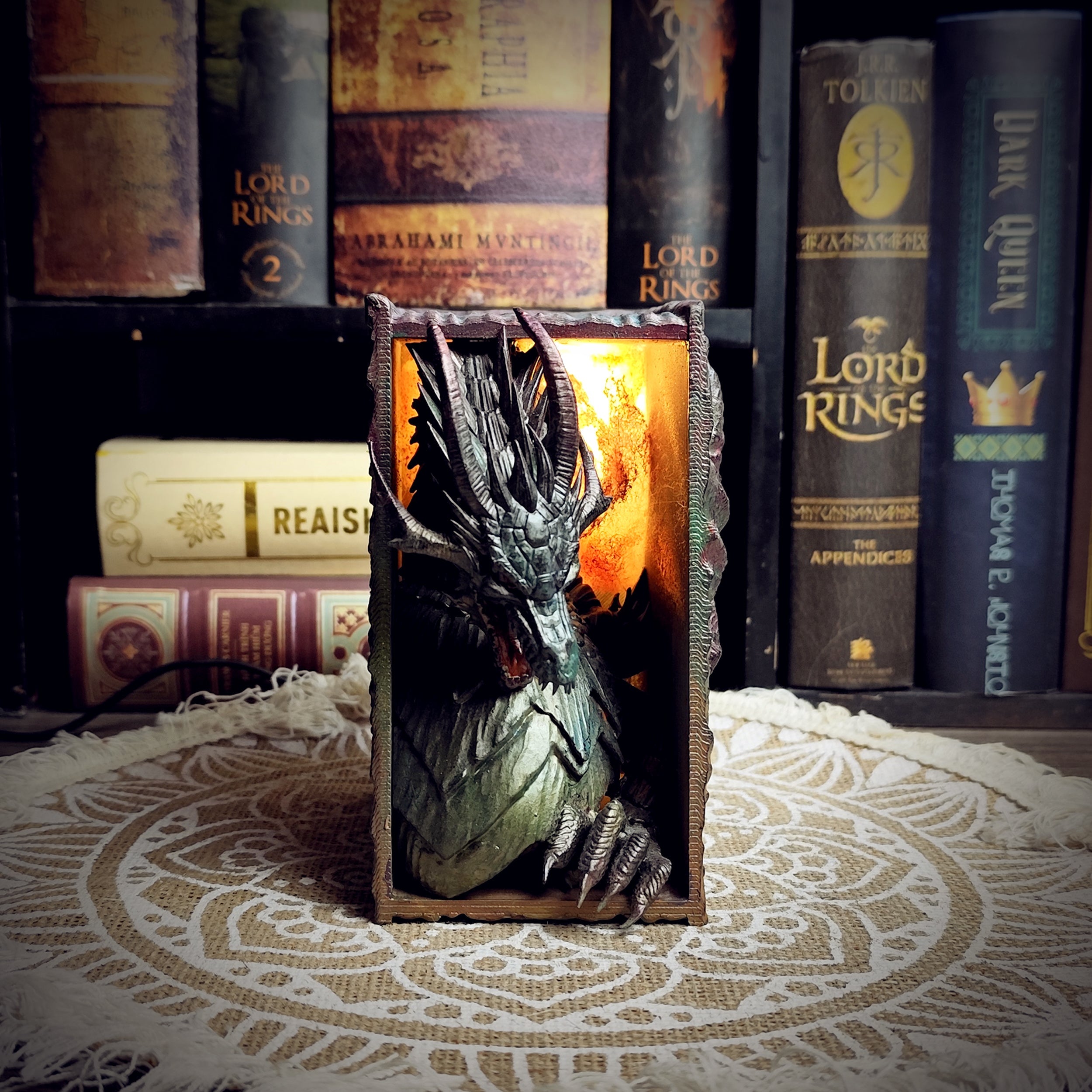 Dragon Book Nook Forest - handmade resin book nook
