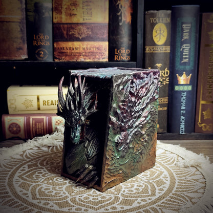 Dragon Book Nook Forest - handmade resin book nook