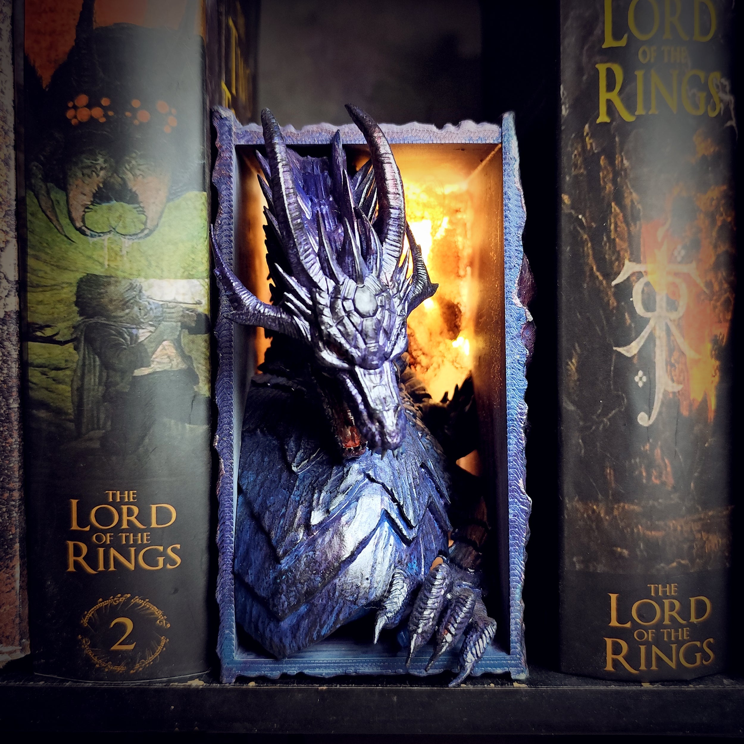 Dragon Book Nook Nightmare - handmade resin book nook
