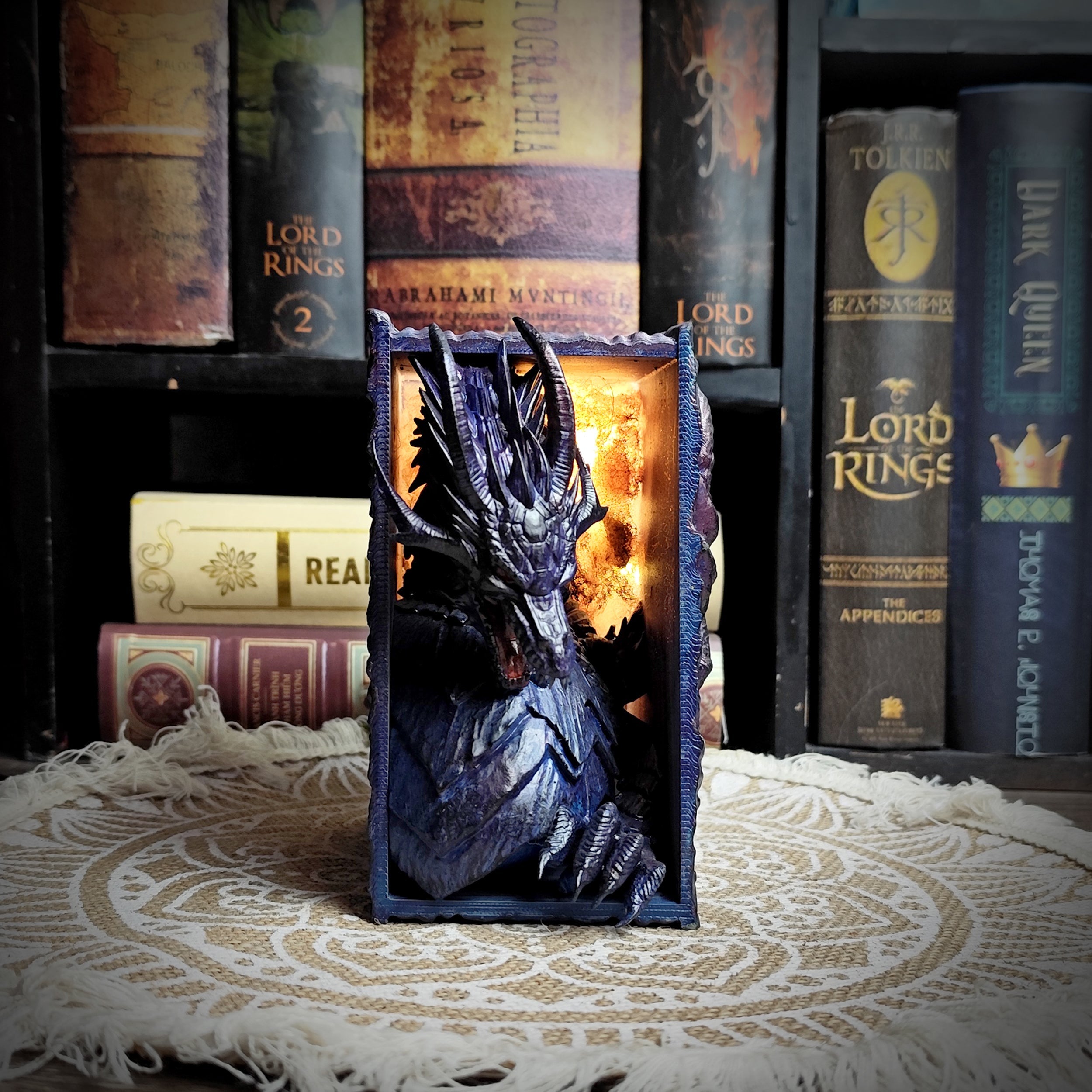 Dragon Book Nook Nightmare - handmade resin book nook