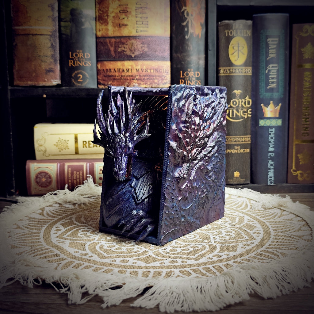 Dragon Book Nook Nightmare - handmade resin book nook