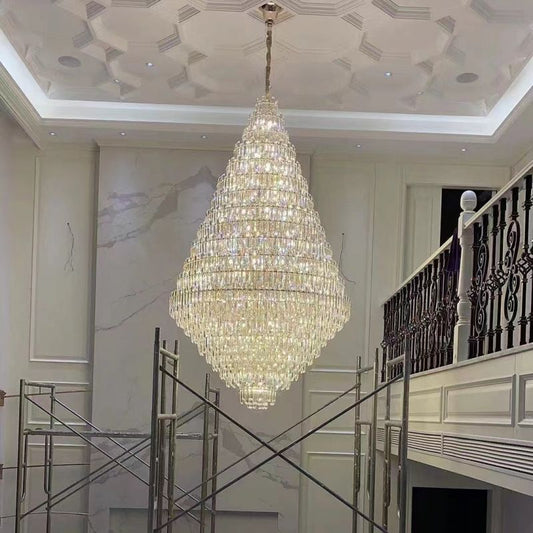 Kathy Clarity Crystals Luxury Ceiling Light for Staircase/Foyer Chandelier(Dimmable)