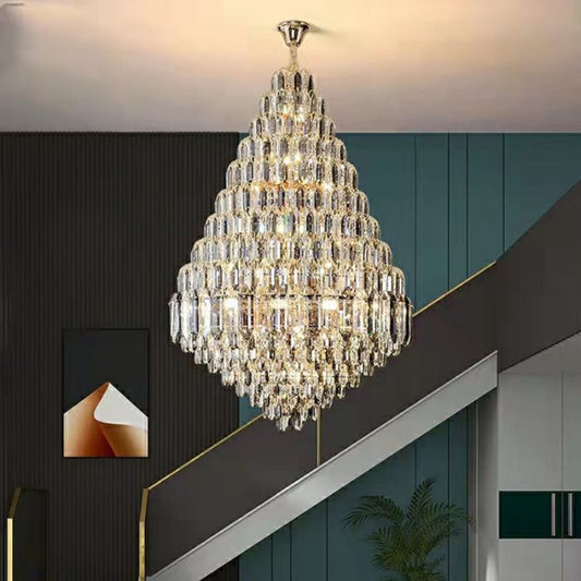 Kathy Clarity Crystals Luxury Ceiling Light for Staircase/Foyer Chandelier(Dimmable)