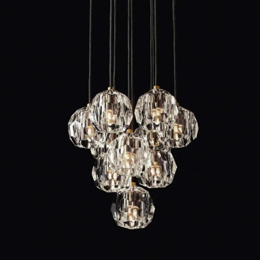 Kristina Glass Round Cluster Chandelier 14" (Only Crystal)