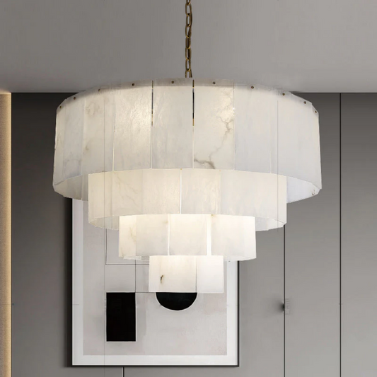 Modern Alabaster Multi-Layer Round Chandelier D31"