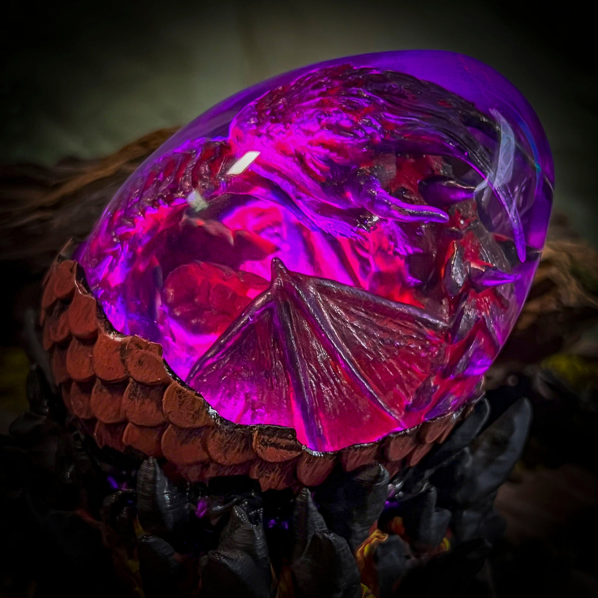 Fire Dragon Egg Lamp V2 - handmade resin lamp