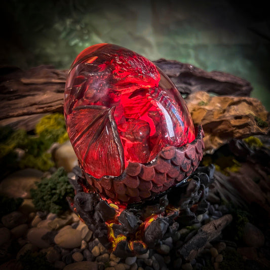 Fire Dragon Egg Lamp V2 - handmade resin lamp